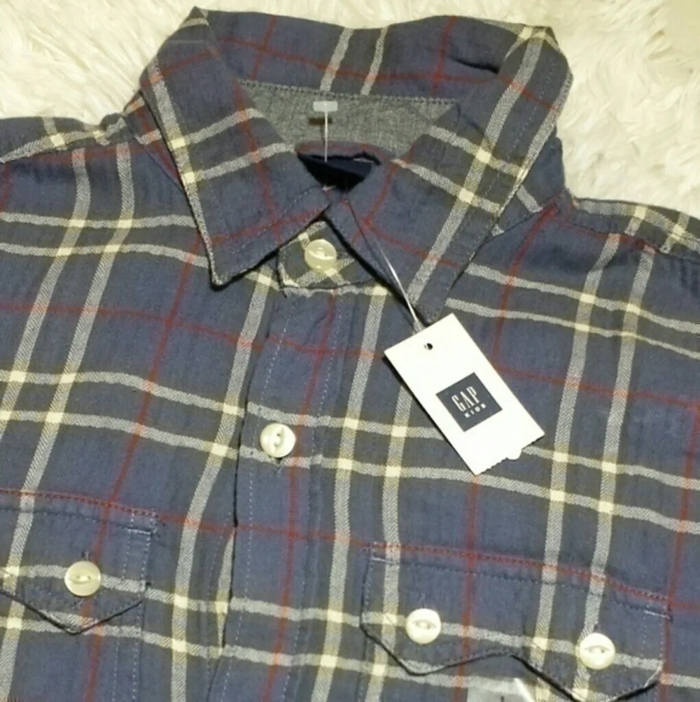 Gap Kids Herringbone Plaid Shirt-Size L